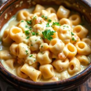 Bowl of mac and cheese with spiral cavatappi pasta and a creamy cheese sauce