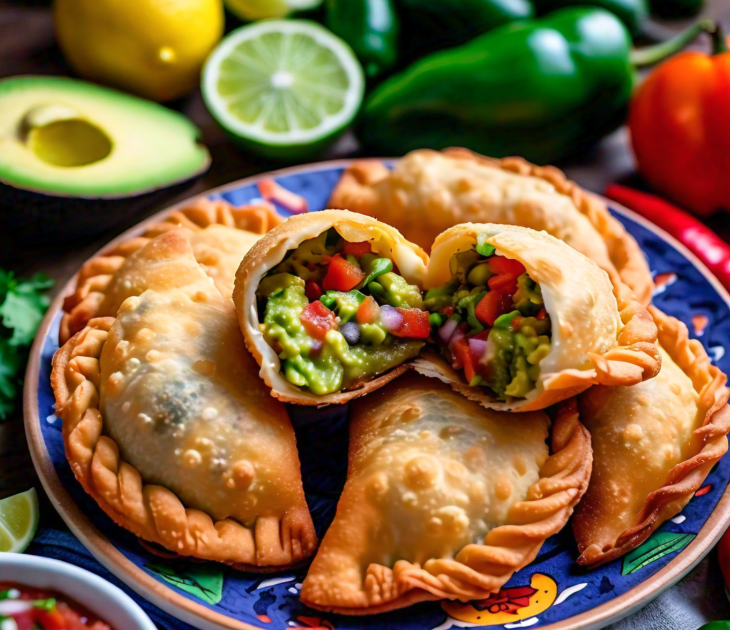 Crispy fried Mexican empanadas with salsa