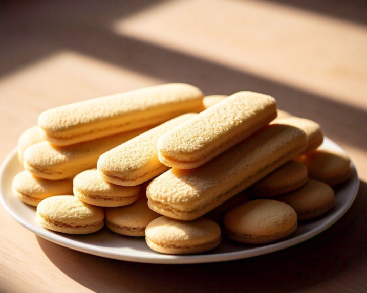 A side-by-side comparison of vanilla wafers and lady fingers on a white plate.