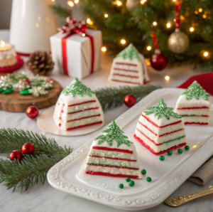 Little Debbie Christmas Tree Cakes with festive coating and decorations.