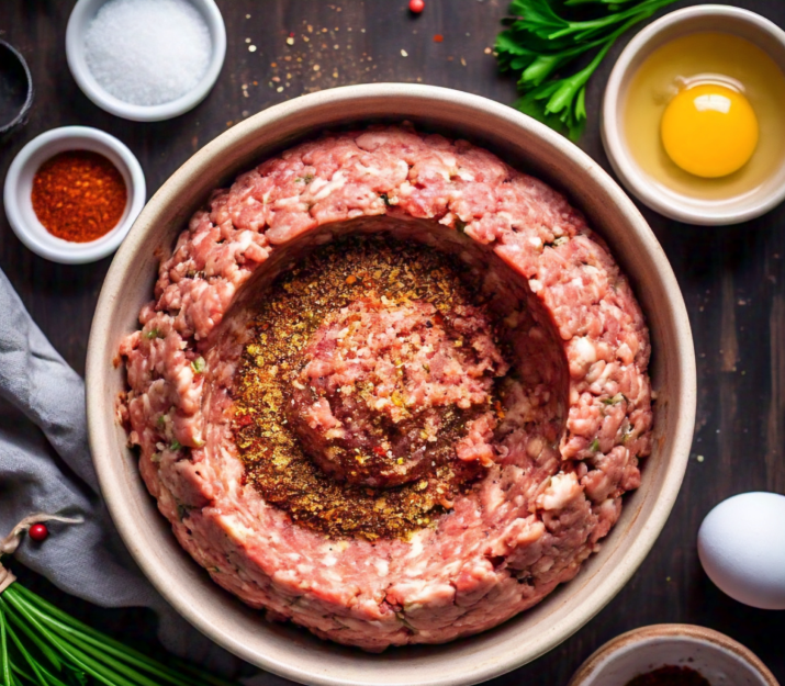 Perfectly smoked meatloaf on a wooden cutting board with a caramelized glaze, surrounded by fresh herbs and a smoking grill in the background.