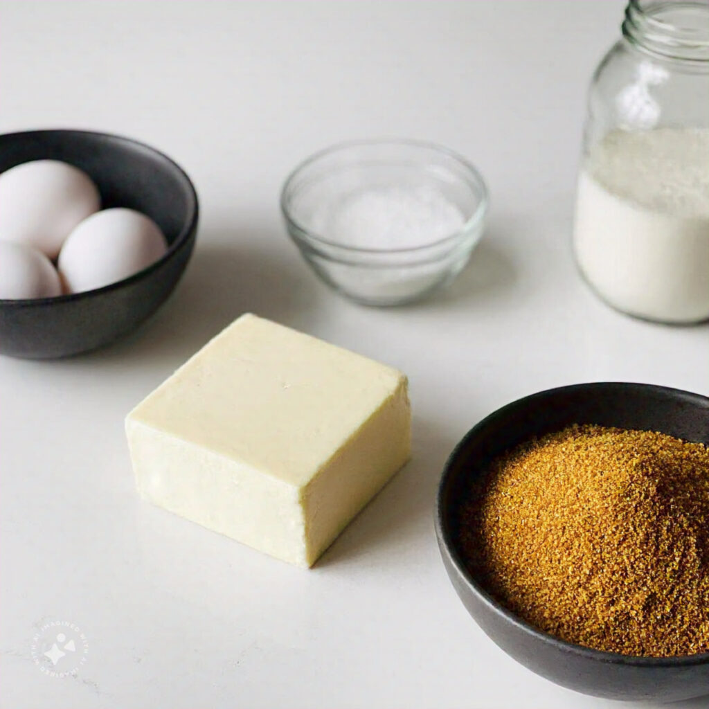 Ingredients for making cheesecake on a countertop.

