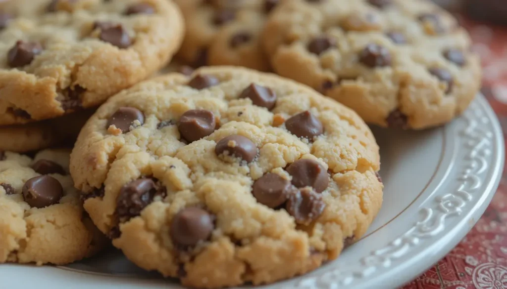 What Do Chocolate Chip Cookies Symbolize? 4 close up look on plate of homemade Chocolate chip cookies