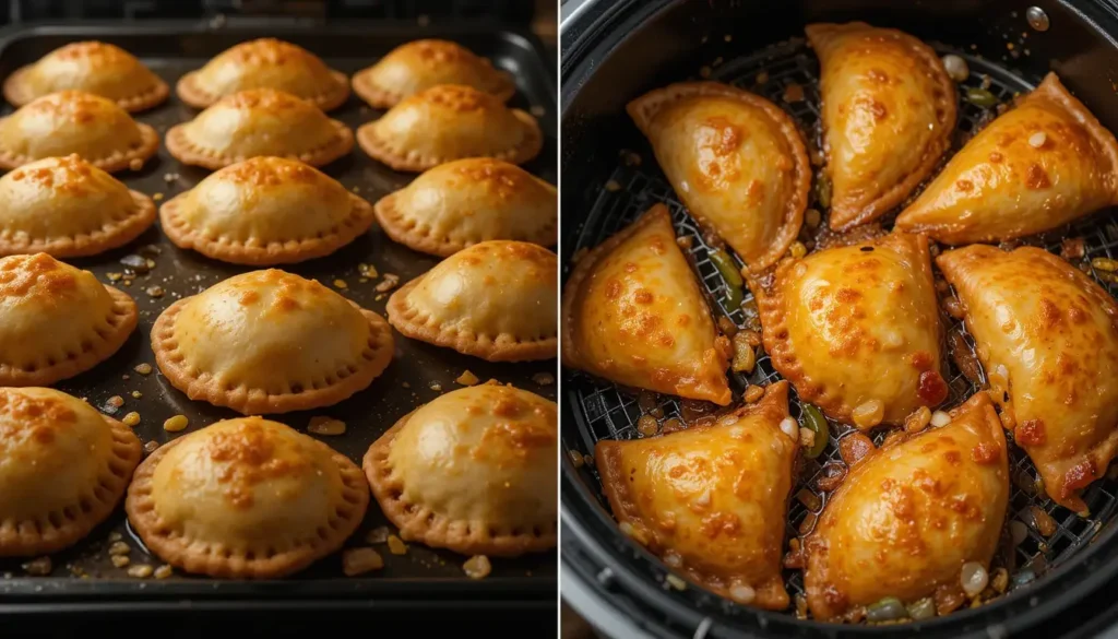 The Difference Between Argentina and Venezuela Empanadas 4 Side-by-side comparison of baked Argentine empanadas and fried Venezuelan empanadas