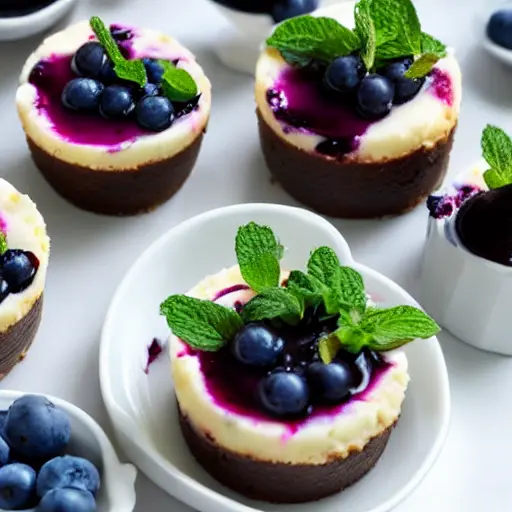 Mini Blueberry Cheesecakes Served Individually