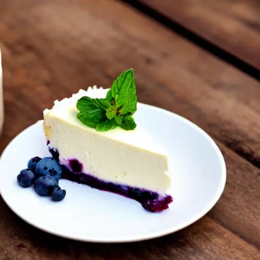 Blueberry Cheesecake Slice with Coffee