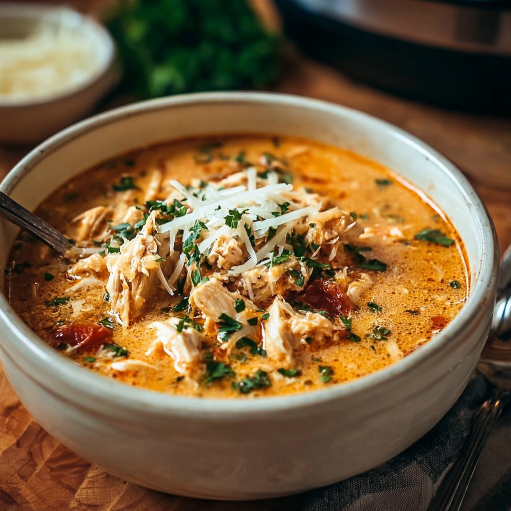 Crock Pot Creamy Chicken Parmesan Soup