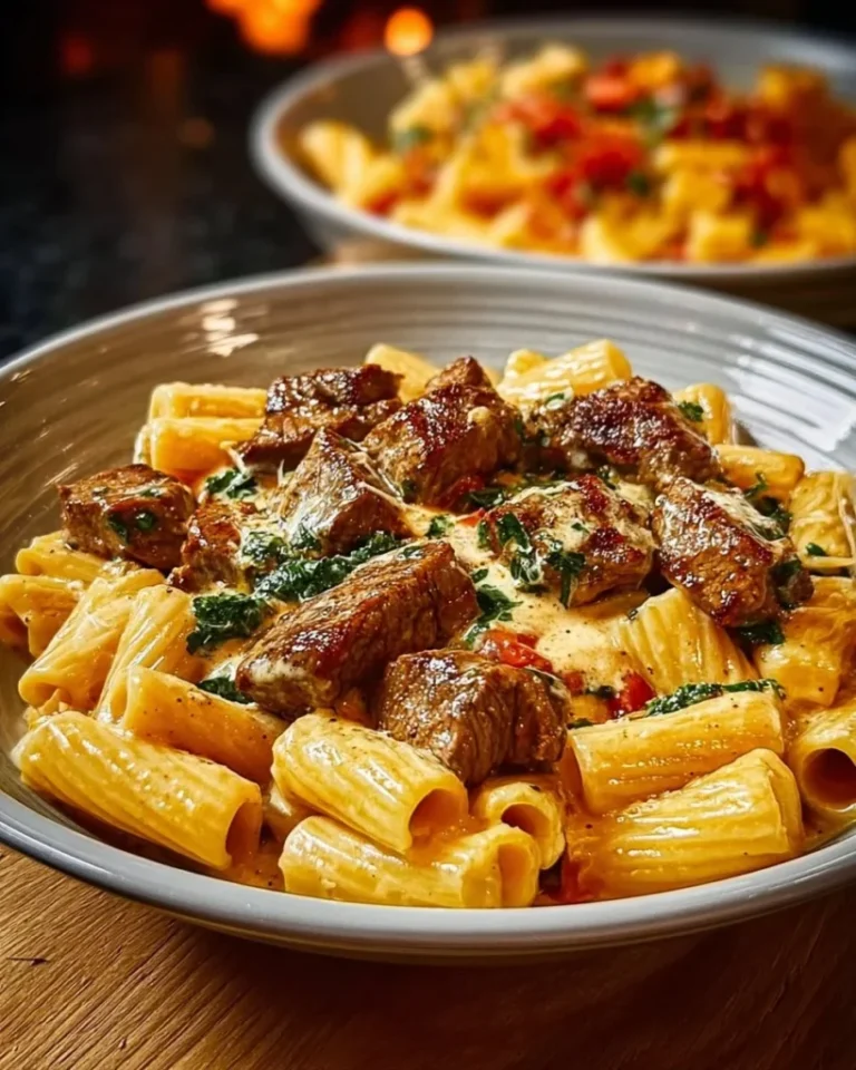 Cajun Steak Tips with Cheesy Rigatoni