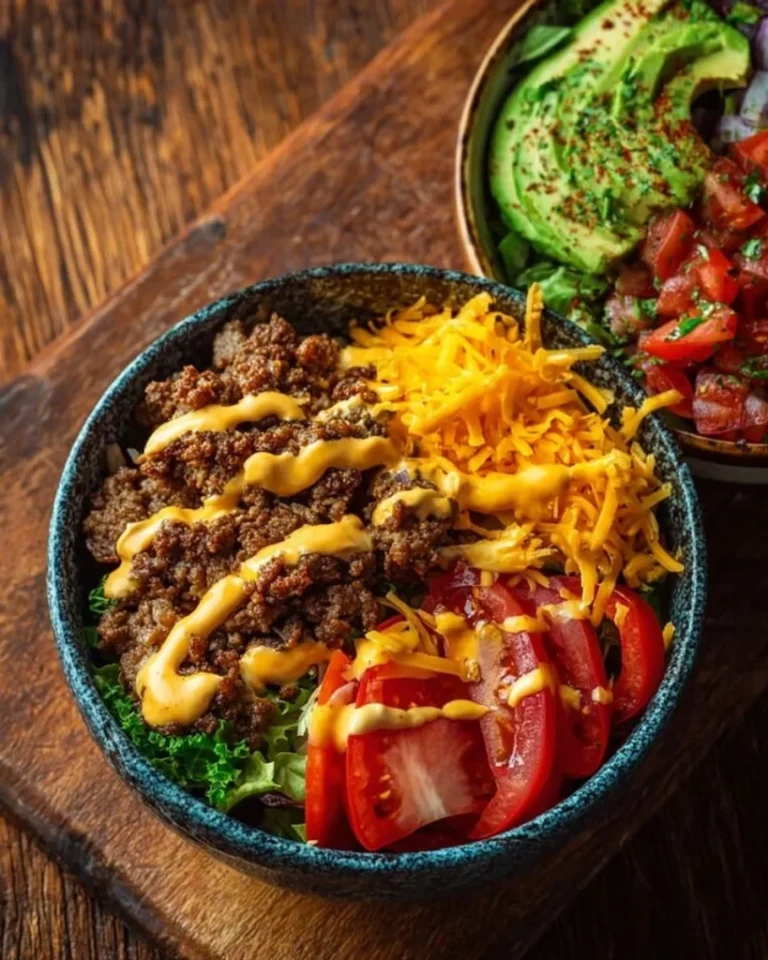 High-Protein Cheeseburger Bowls Recipe – Low-Carb Meal Prep with Ground Beef & Burger Sauce