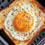 Delicious air fryer egg and cheese toast on a plate with herbs
