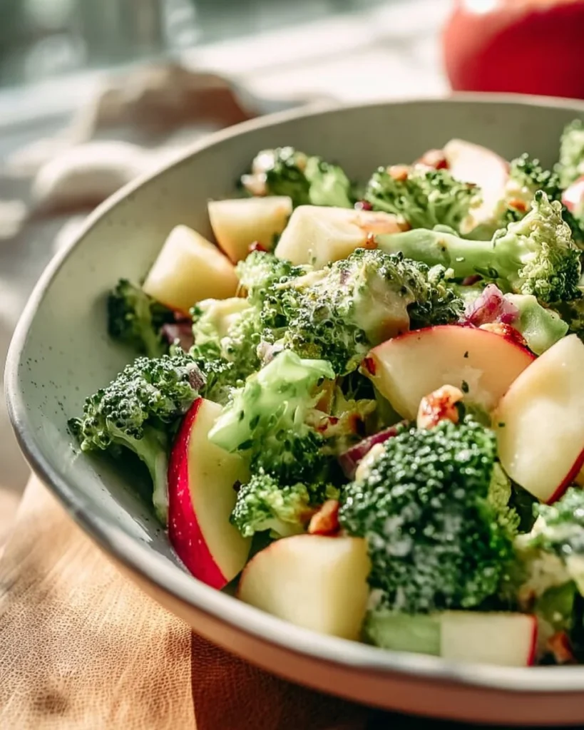 Fresh Apple Broccoli Salad with crunchy apples and green broccoli florets