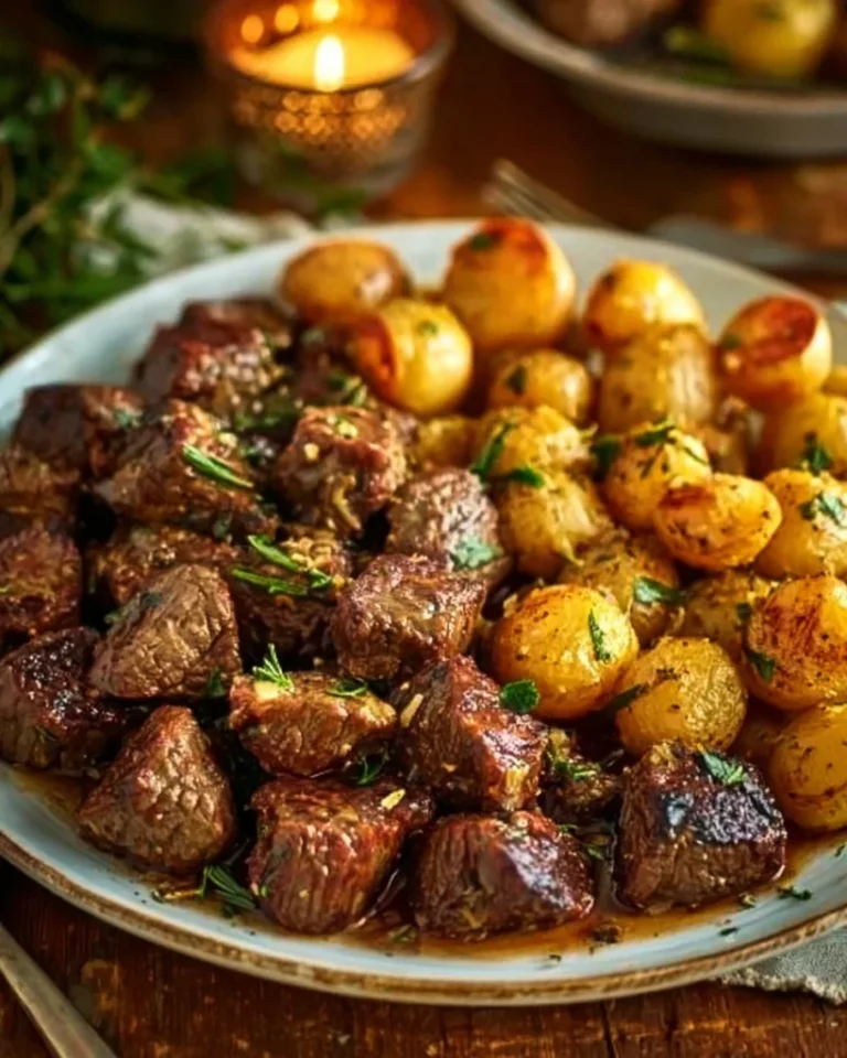Garlic Butter Beef Bites with Potatoes