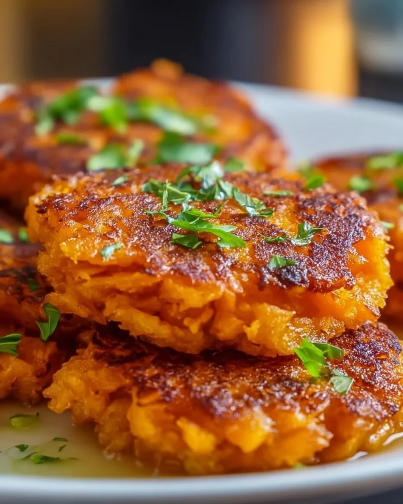 Delicious and healthy sweet potato hash browns served on a plate