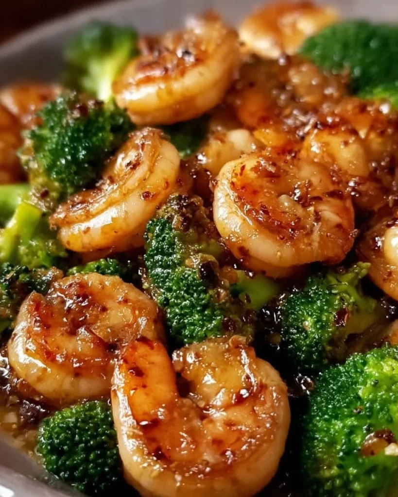 Plate of high-protein honey garlic shrimp with asparagus and rice