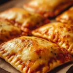 Easy homemade cheesy pizza pockets with gooey cheese filling.