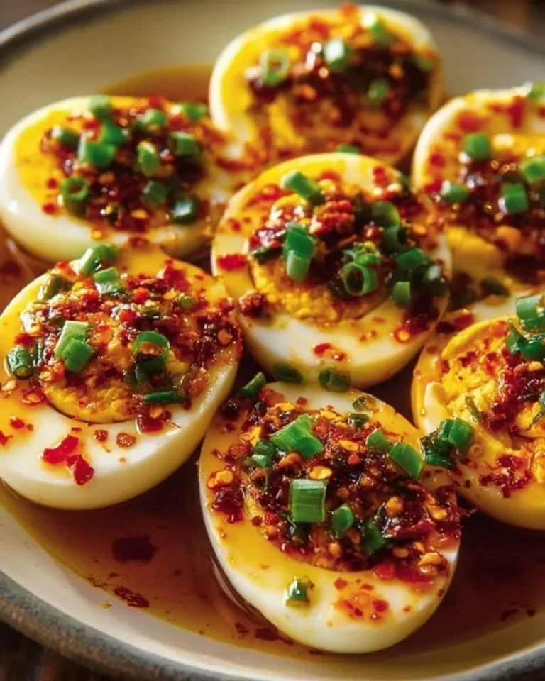 Spicy Chili Garlic Deviled Eggs