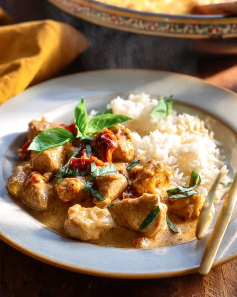 Whole30 Marry Me Chicken served with vegetables on a plate