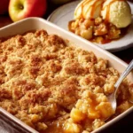 Delicious baked apple crumble with a crispy topping and cinnamon-spiced apples