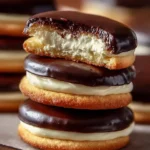 Boston Cream Pie Cookies with chocolate frosting and creamy filling