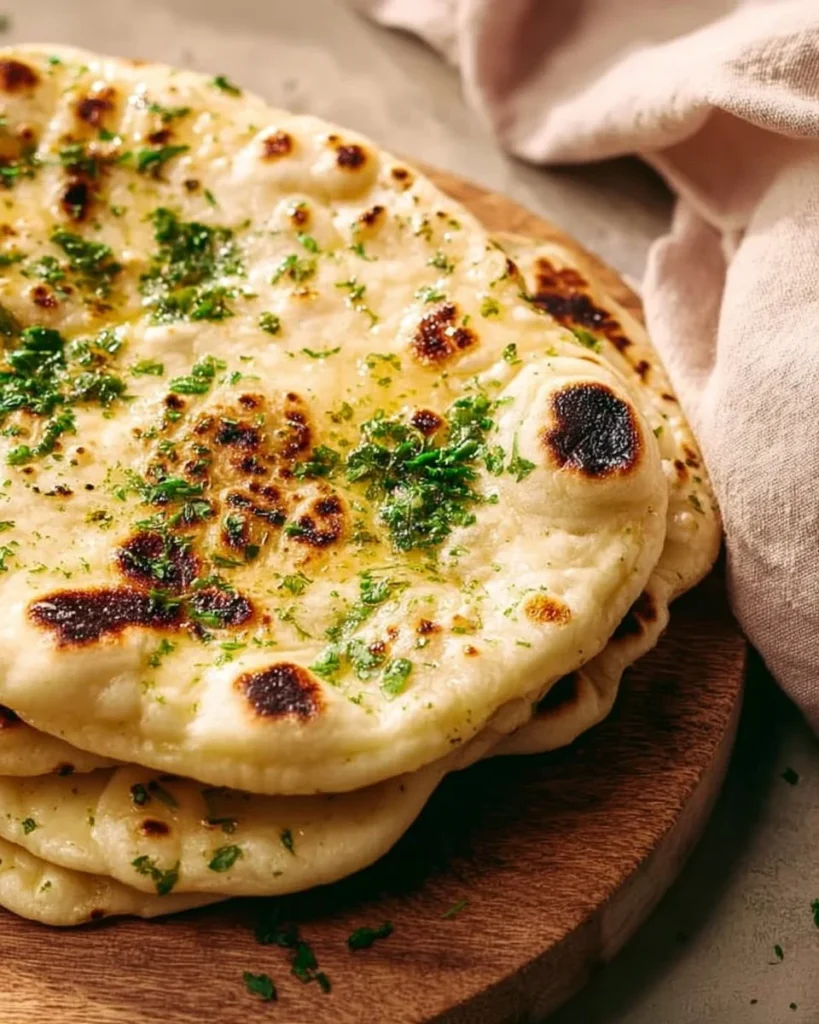 Freshly baked Butter Naan served with a rich curry dish