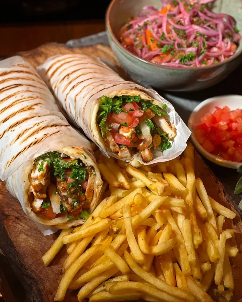 Chicken Shawarma Wrap 2 Delicious Chicken Shawarma Wrap with fresh vegetables and sauces