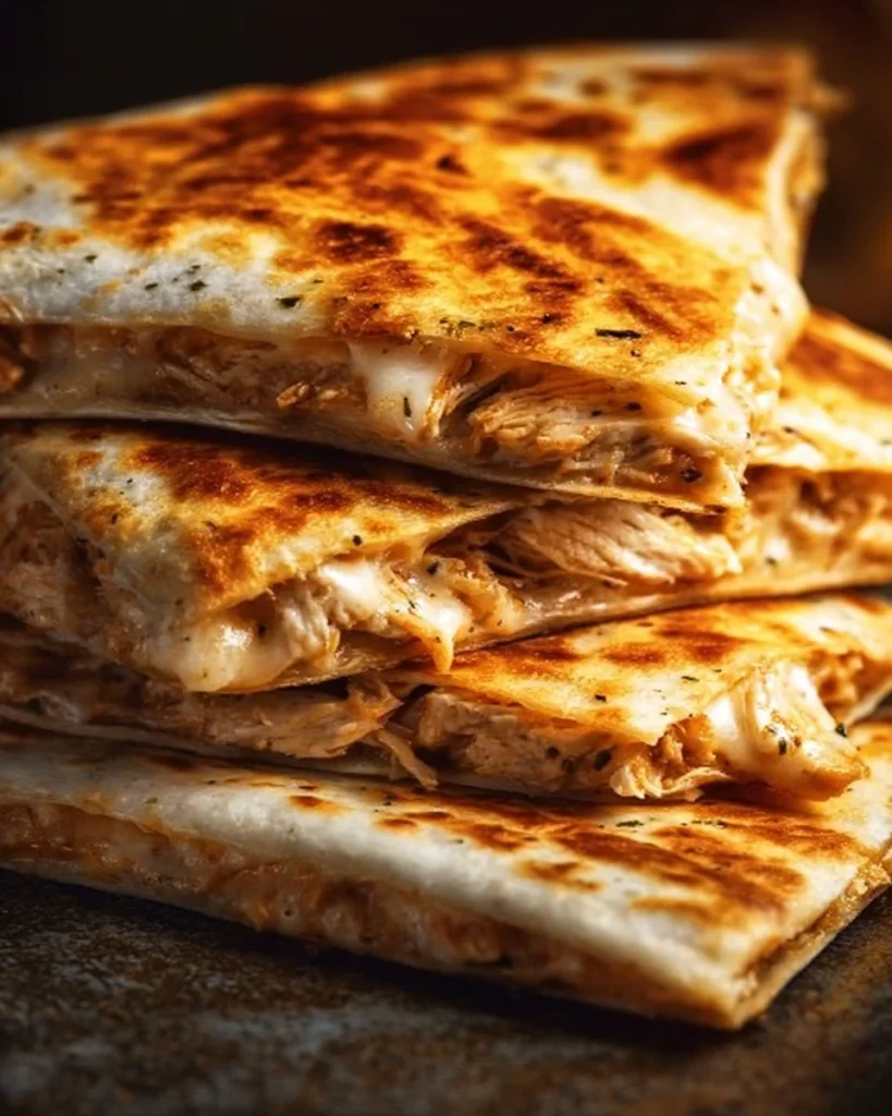 High-Protein Chicken Ranch Quesadilla with melty cheese and grilled chicken