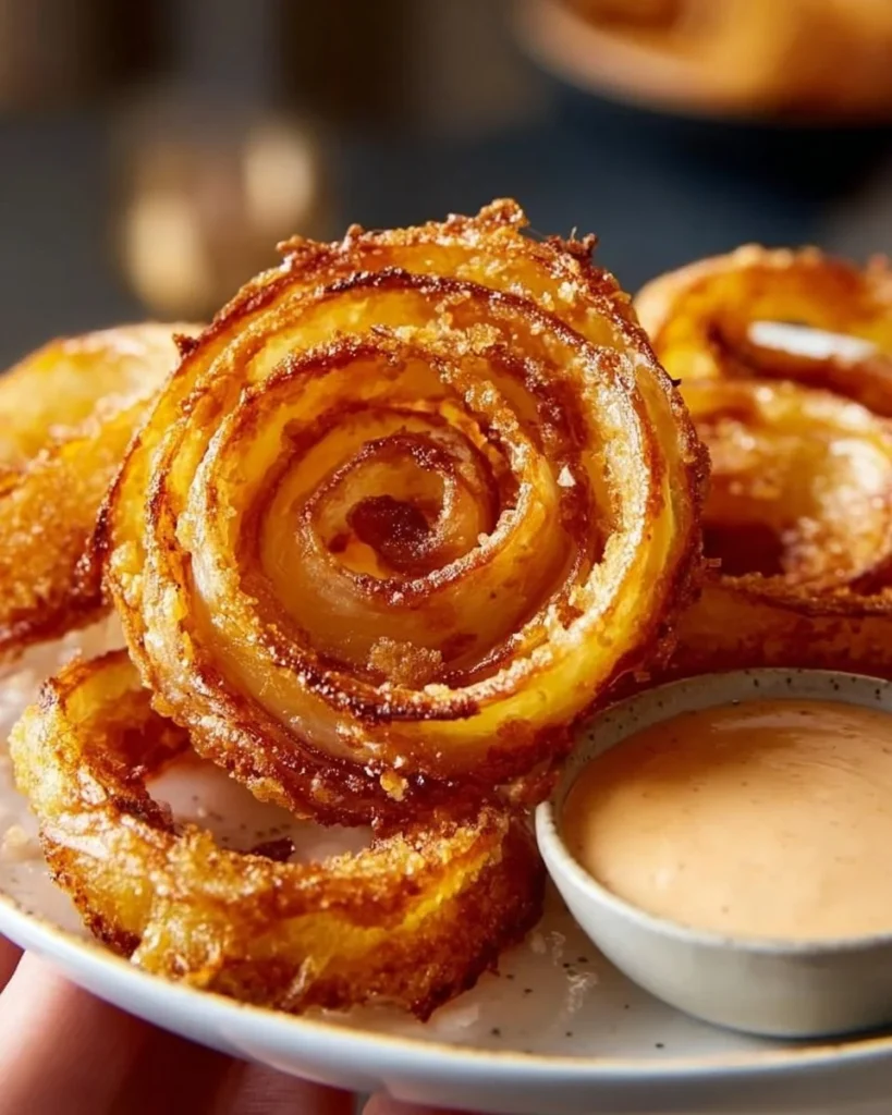 Low-carb baked onion rings on a plate, a healthier snack alternative.