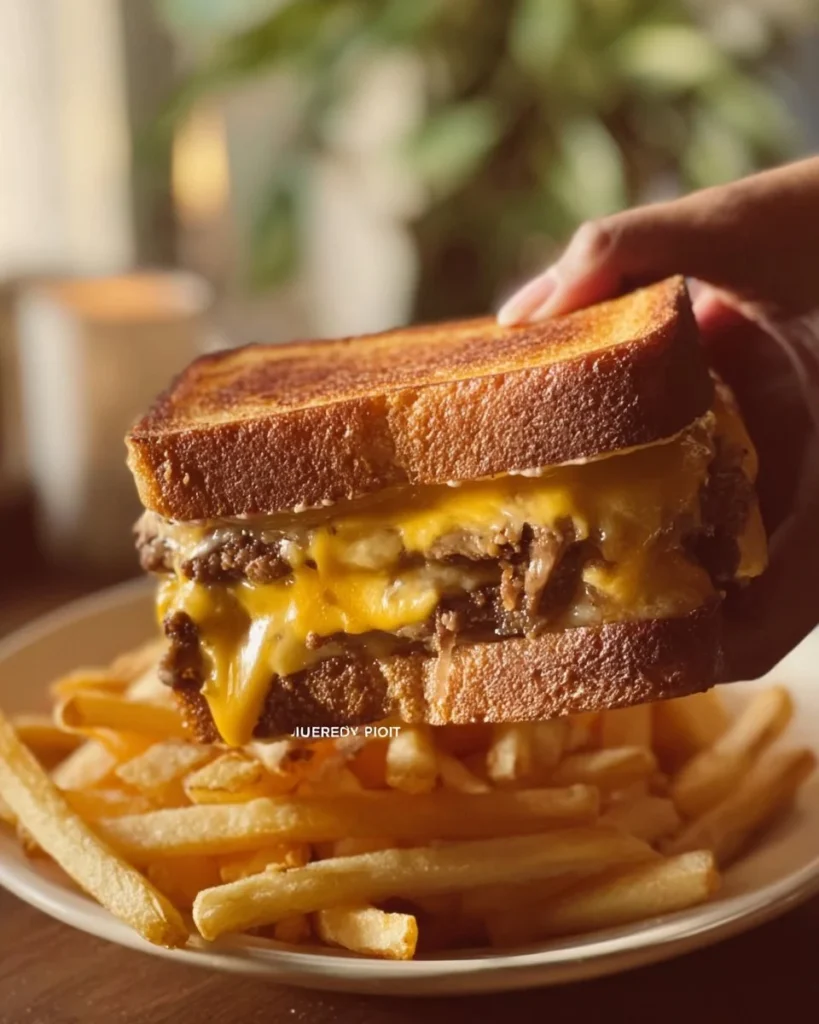 Delicious Patty Melt sandwich with beef, cheese, and grilled bread