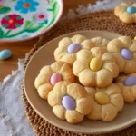 Spring Flower Shortbread Cookies with colorful frosting and vibrant floral shapes