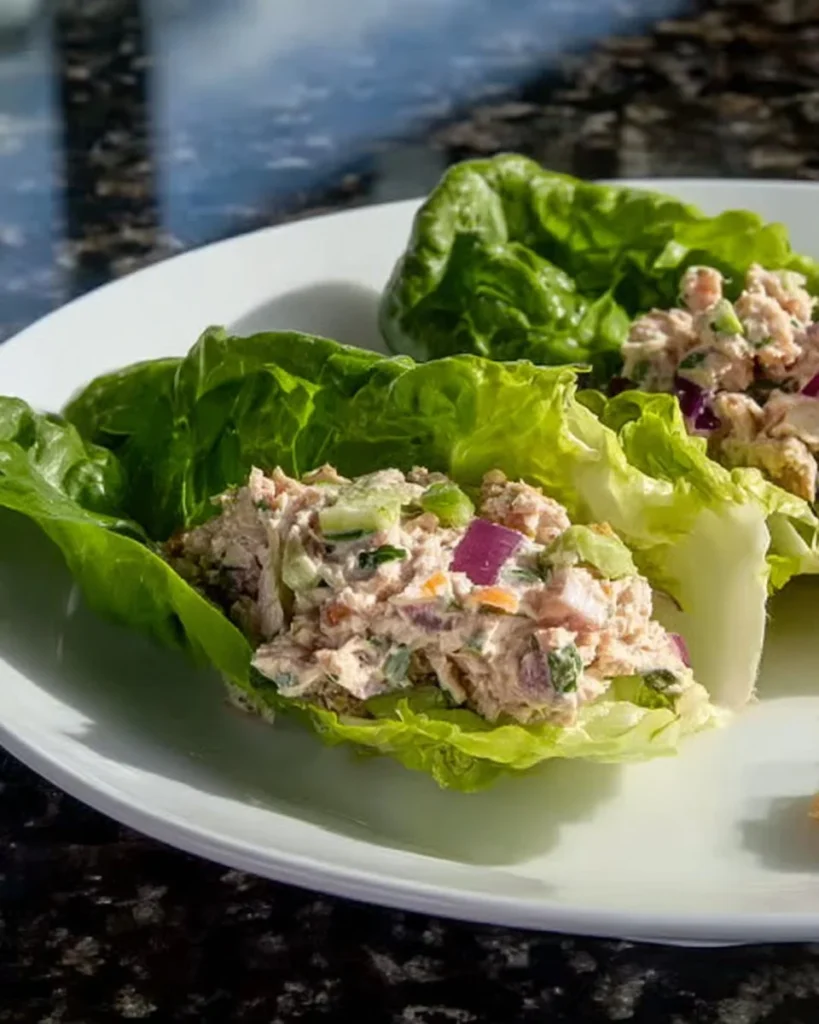 Delicious tuna lettuce wraps filled with fresh ingredients for a healthy meal.