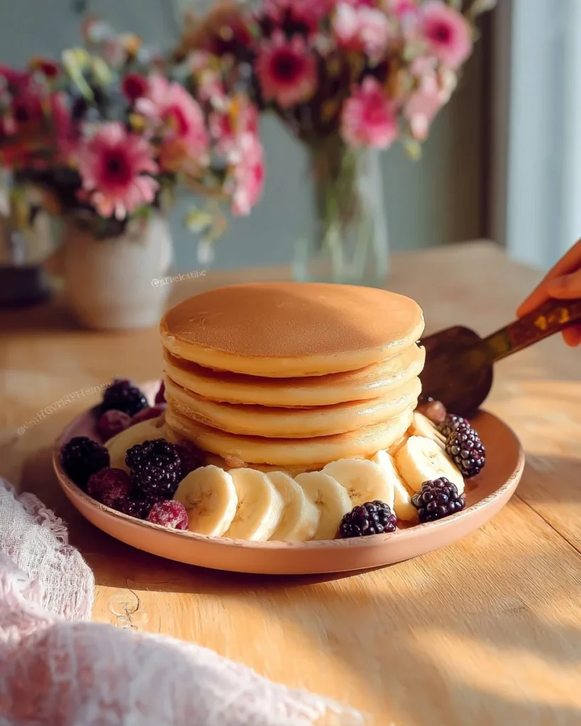 Warm pancakes with a soft and fluffy texture
