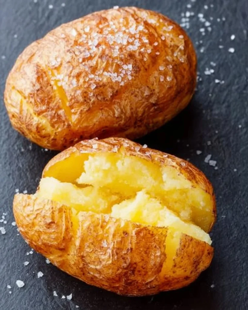 Crispy air fryer baked potatoes served with sour cream and chives