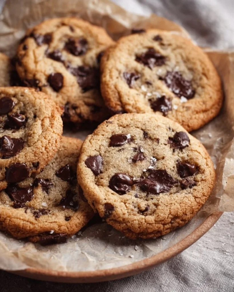 Freshly baked Banana Chocolate Chip Cookies on a cooling rack