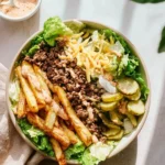 Colorful and appetizing Burger Bowls with fresh ingredients