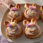 Easter Bunny Cinnamon Rolls decorated for a festive holiday brunch