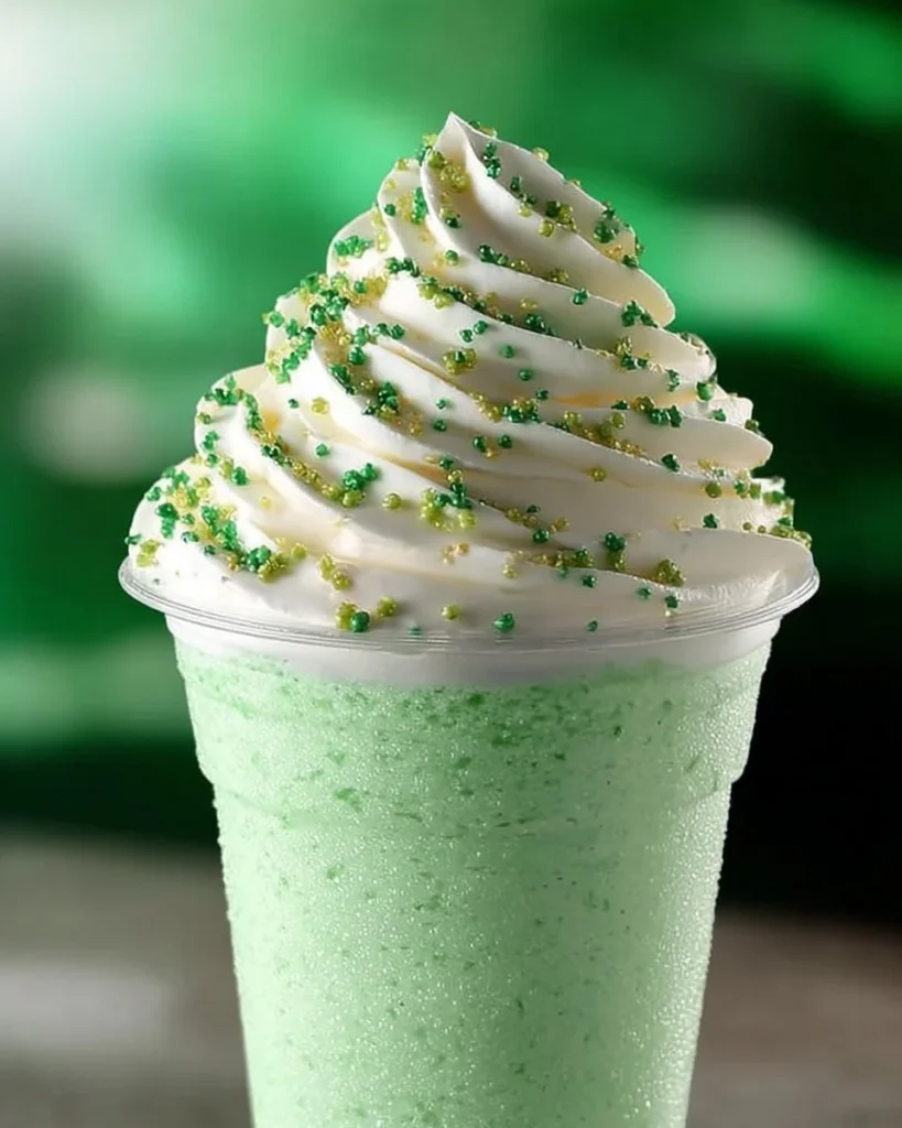 Easy Shamrock Shake 2 Homemade easy Shamrock Shake with whipped cream and mint garnish