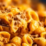 Delicious homemade hamburger helper served in a bowl with garnishes