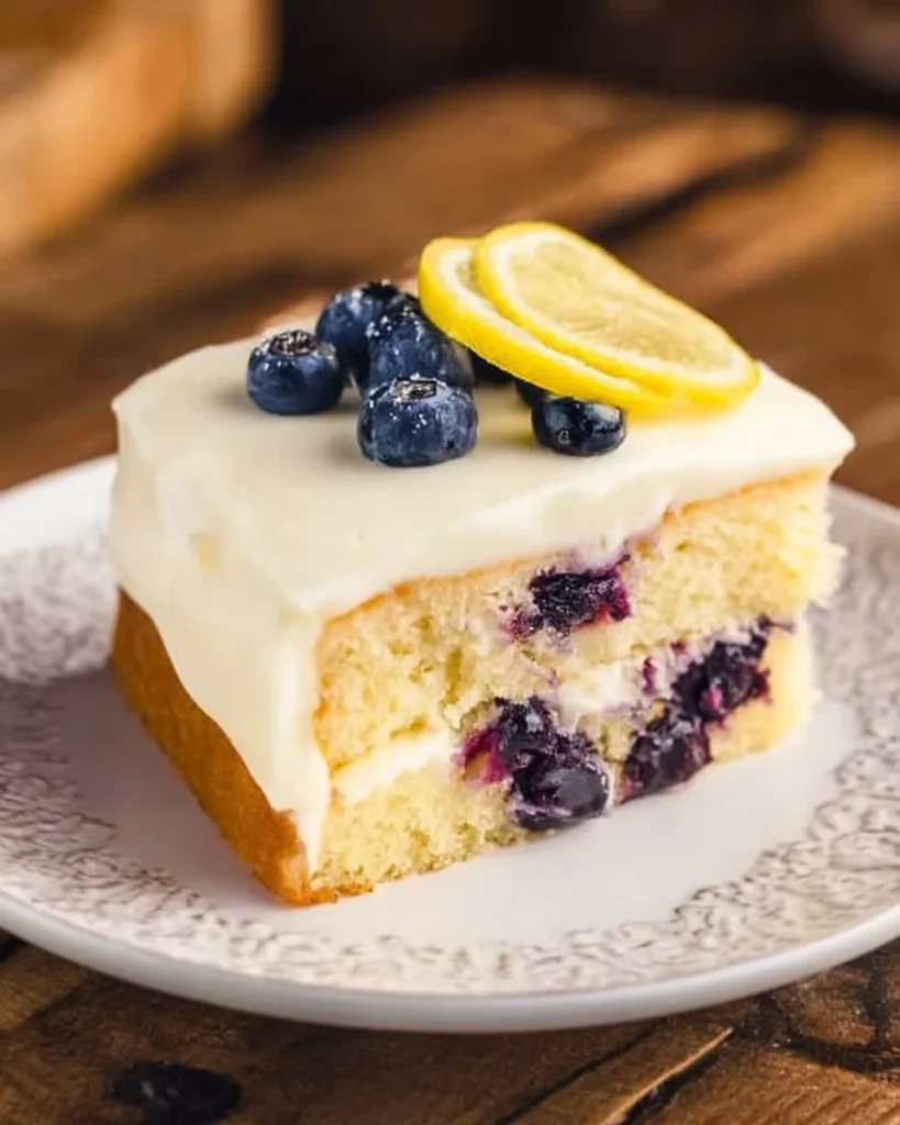 Lemon Blueberry Cake 2 Delicious lemon blueberry cake with fresh berries and lemon zest