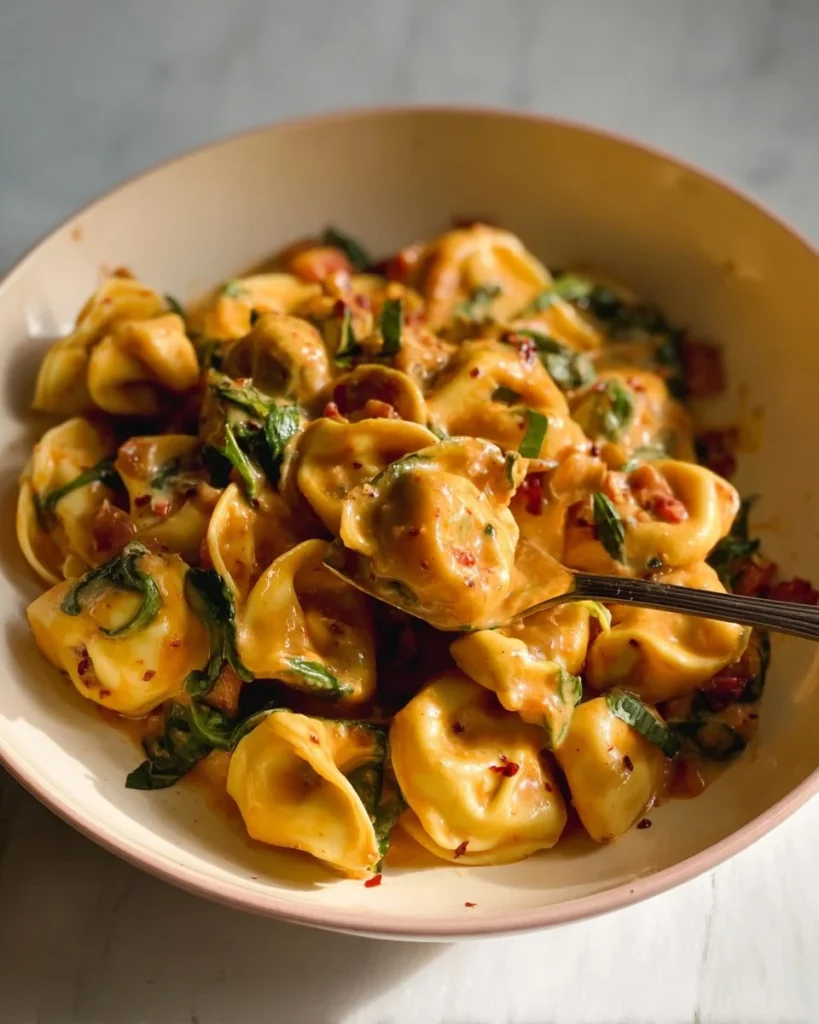 One Pot Marry Me Tortellini dish with creamy sauce and fresh ingredients