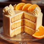 Delicious Orange Creamsicle Cake with vibrant orange frosting and cream filling