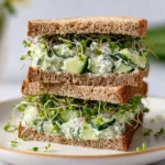 Quick cucumber salad sandwiches with fresh ingredients on a plate