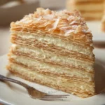 Delicious Russian Napoleon Cake with layers of flaky pastry and creamy filling