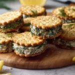 Smoked salmon and cream cheese canapés on a platter.