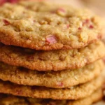 Freshly baked Brown Sugar Rhubarb Cookies on a cooling rack