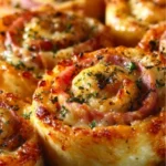 Easter Ham and Cheddar Pinwheels appetizer for a festive holiday meal