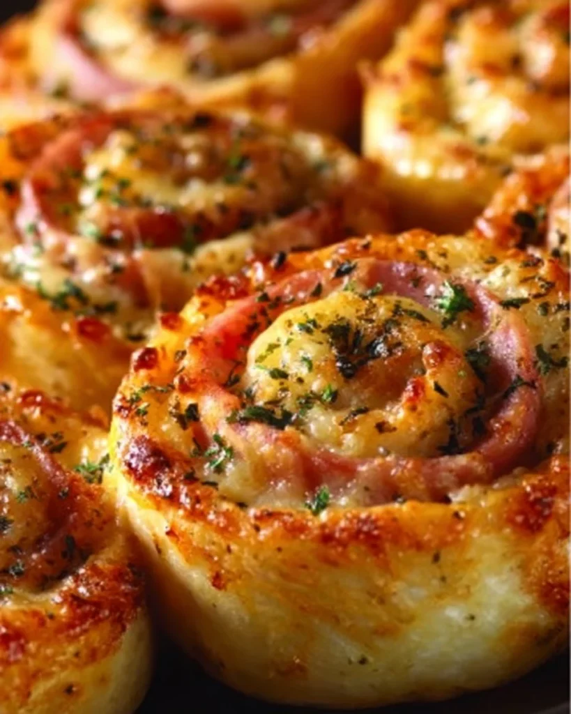 Easter Ham and Cheddar Pinwheels appetizer for a festive holiday meal