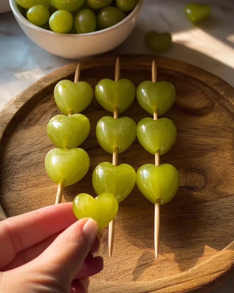Colorful fruit skewers with fresh Thompson grapes, ideal for healthy snacking.