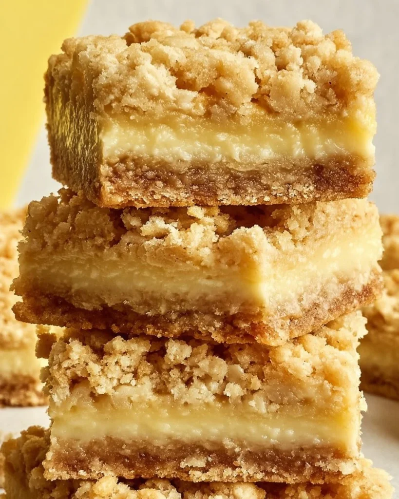 Freshly baked lemon crumb bars with a buttery crumb topping and lemon filling