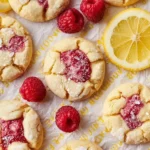 Plate of homemade Lemon Raspberry Cookies with vibrant lemon and raspberry colors.