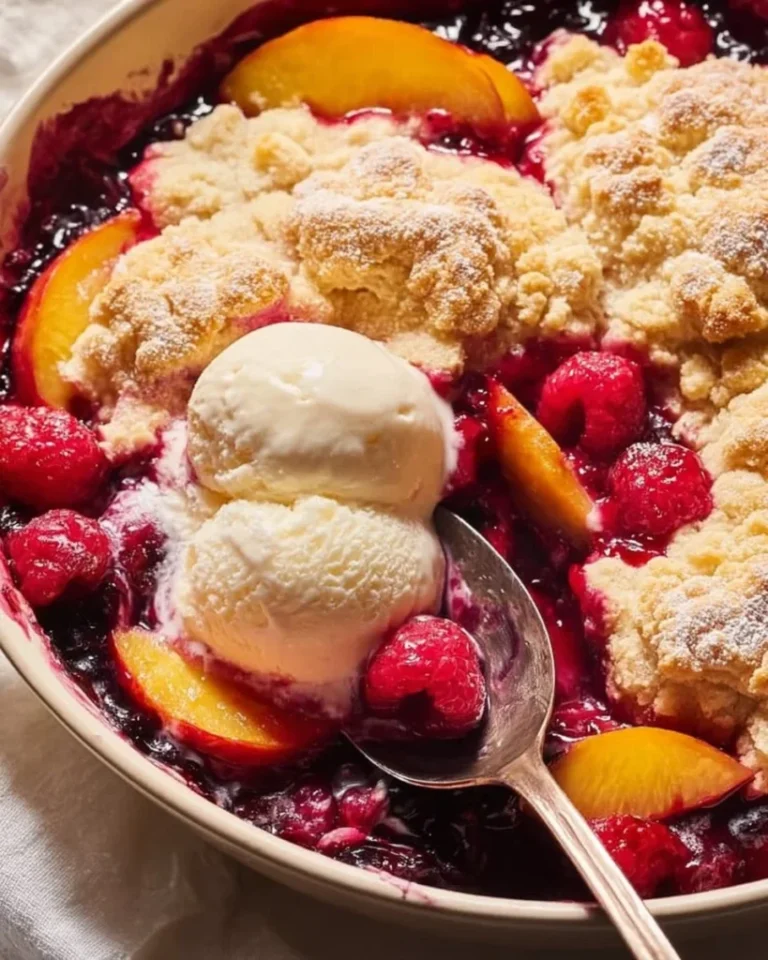 Peach Cobbler with Raspberries 3 Peach Cobbler with Raspberries